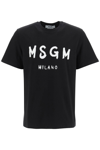 Msgm Cotton T-shirt With Front Printed Logo In Black