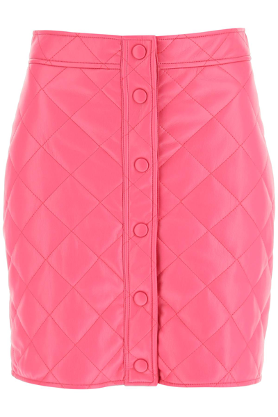 Msgm Quilted Faux Leather Mini Skirt In Pink