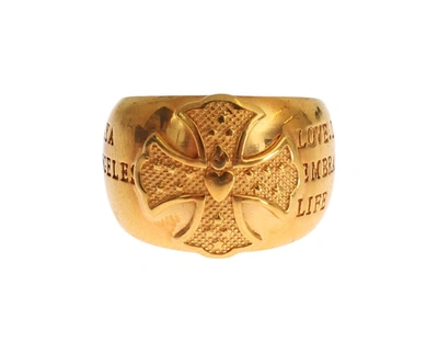 Nialaya Gold Plated 925 Silver Ring In Grey