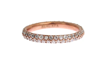 NIALAYA PINK GOLD 925 SILVER CLEAR CZ RING