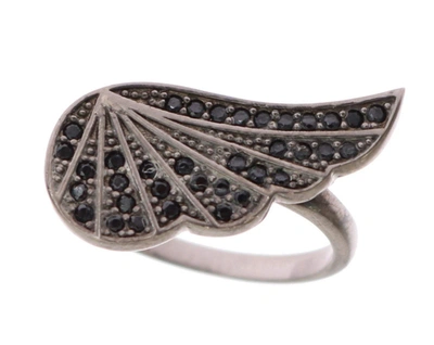 Nialaya Silver Womens Black Cz Rhodium 925 Ring