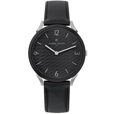 Pierre Cardin Quartz Leather Strap Watches In Black