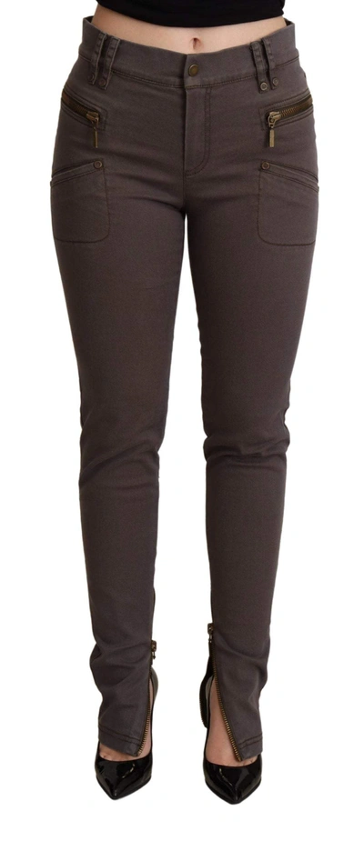 Plein Sud Cotton Stretch Skinny Denim Jeans In Brown