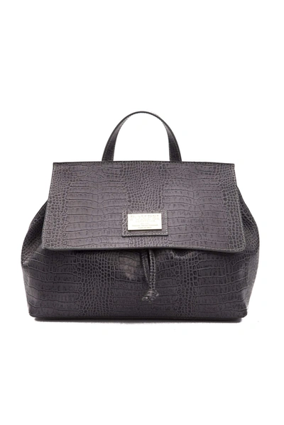 Pompei Donatella Logo-plaque Snake Texture Handbag In Grey