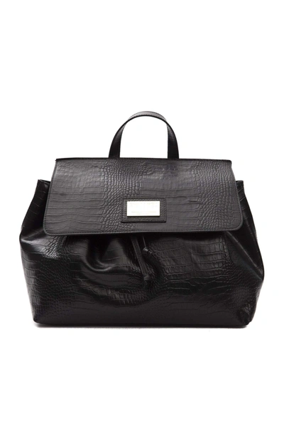 Pompei Donatella Logo-plaque Snake Texture Handbag In Black