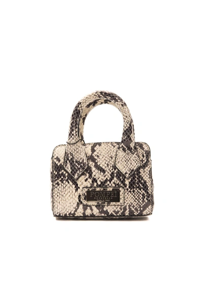 Pompei Donatella Logo-plaque Snake Texture Handbag In Gray