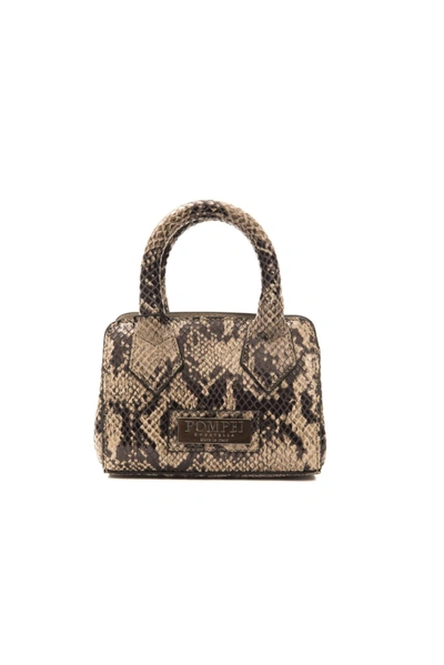 Pompei Donatella Logo-plaque Snake Texture Handbag In Brown