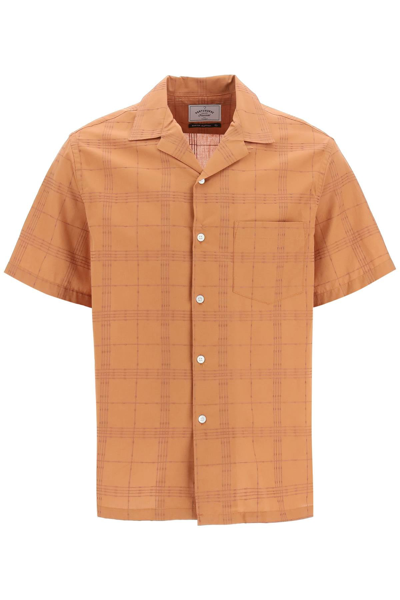 Portuguese Flannel Rail Road Cotton Shirt In Orange,brown
