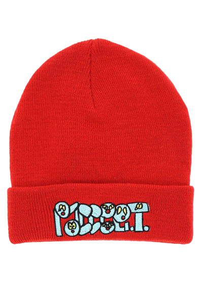 Rassvet Logo Embroidery Beanie Hat In Red