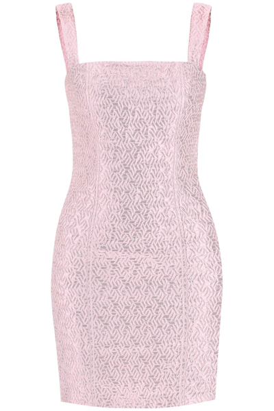 Avant Toi Helina Textured Metallic Mini Dress In Pink