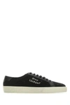 SAINT LAURENT BLACK CANVAS & LEATHER LOW TOP SNEAKERS