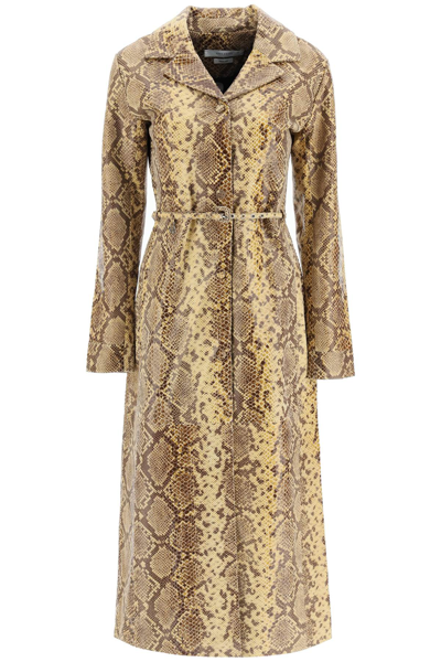Saks Potts 'lea' Snake Print Leather Long Coat In Multicolor