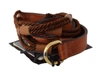 Scervino Street Brown Leather Braided Rope Gold Buckle  Belt In Brown