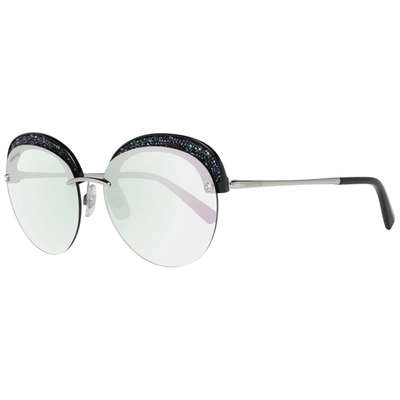 Swarovski Sk0256 Mirrored Butterfly Sunglasses In Grey / Silver