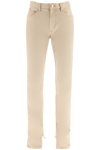Attico Slit-hem Straight-leg Jeans In Beige