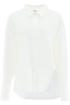 Attico Diana Oversize Split Hem Cotton Button-up Shirt In White