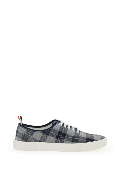 Thom Browne Heritage Trainer Twill Sneakers In Grey,blue