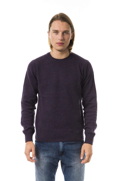 Uominitaliani Emboidered Crew Neck Sweater In Violet