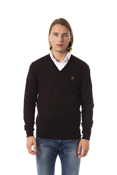 Uominitaliani V-neck Emroidered Jumper In Brown