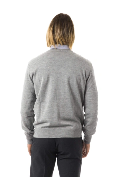 Uominitaliani V-neck Emroidered Sweater In Gray