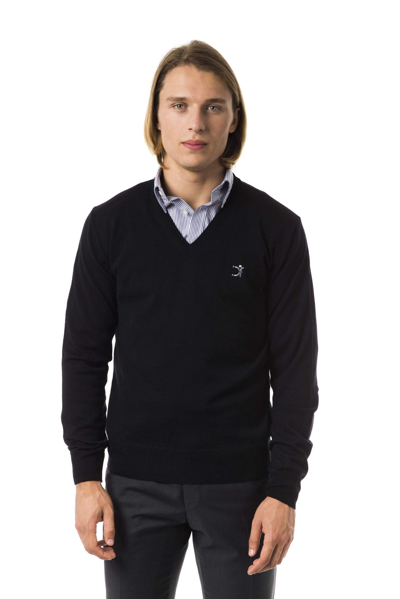 Uominitaliani V-neck Emroidered Sweater In Black