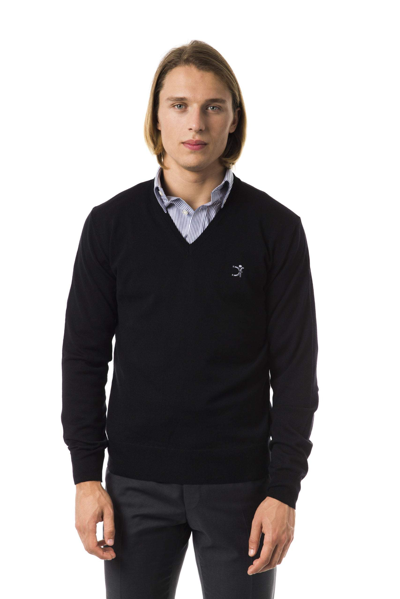 Uominitaliani V-neck Emroidered Jumper In Black