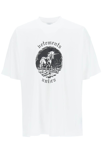 Vetements Double Unicorn Print T-shirt In Multicolor