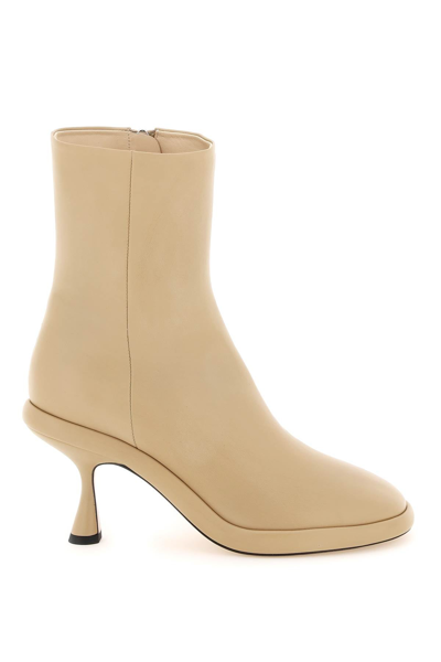 Wandler Neutral June 75 Leather Ankle Boots In Beige