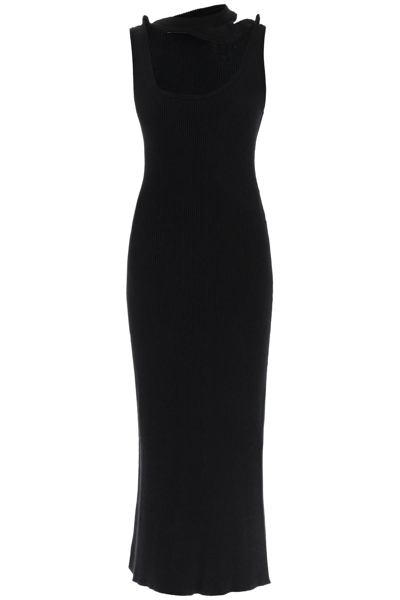 Y/project Three Collar Knit Tank Dress In Black