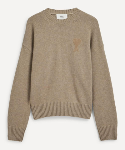 Ami Alexandre Mattiussi Ami De Coeur Tonal Needle Punch Sweater In Neutrals