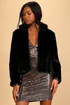 Lulus A Chic Classic Black Faux Fur Coat In Black