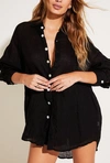 Vitamin A Playa Linen Oversized Shirt In Ecolinen Gauze Black