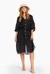 Vitamin A Playa Linen Shirt Dress In Ecolinen Gauze Black