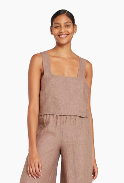 Vitamin A Tallows Linen Crop Top In Ecolinen Java