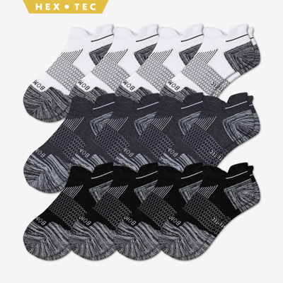 Bombas Running Ankle Sock 12-pack In White Charcoal Black