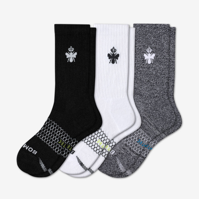 Bombas All-purpose Performance Calf Sock 3-pack In Black White Charcoal