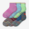 Bombas All-purpose Performance Quarter Sock 6-pack In Geranium Colorblock Mix