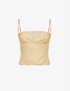 House Of Cb Audette Structured Cotton Twill Corset Top In Camel
