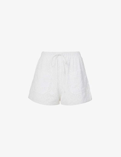 House Of Cb Mae Broderie-anglaise Cotton Shorts In White