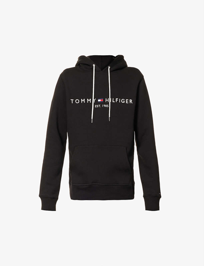 Tommy Hilfiger Core Logo-print Cotton-blend Hoody In Black