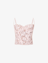 House Of Cb Mila Larger Cup Floral Lace Corset Top In Rose
