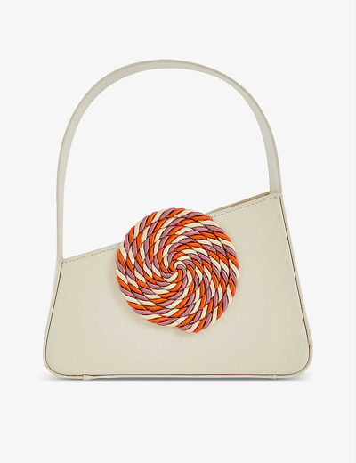 D'estree Albert Small Braided Leather Shoulder Bag In White Multi
