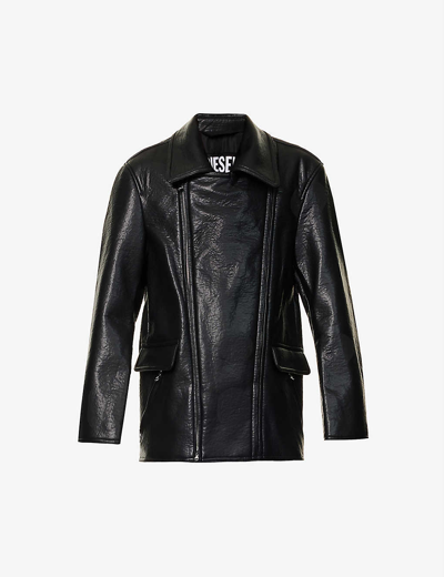 Diesel J-rego Relaxed-fit Faux-leather Jacket In Black Black Black 