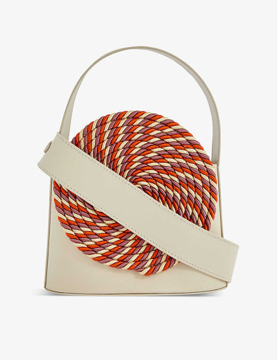 D'estree Gunther Small Braided Leather Top-handle Bag In White Multi