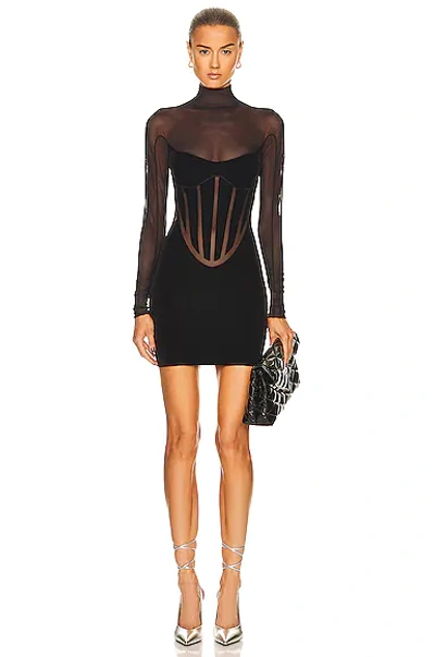 Wolford X Mugler Flock Shaping Dress In Black