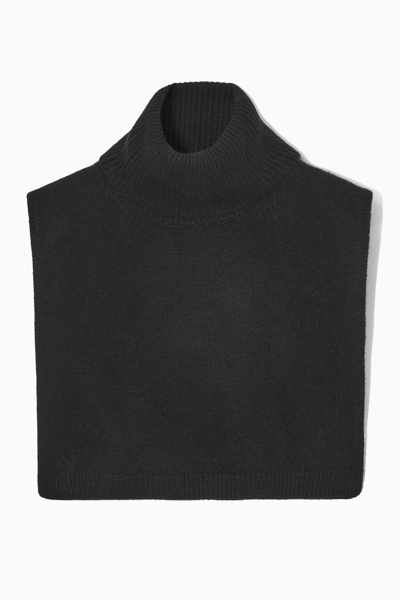 Cos Open-side Cashmere-blend Roll-neck Waistcoat In Black