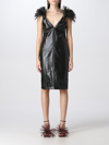 Bottega Veneta Shiny Leather Dress In Green