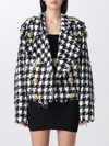 Balmain White & Black Double-breasted Jacket In Black