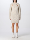Isabel Marant Nazae Cutout Cable-knit Mini Dress In Beige