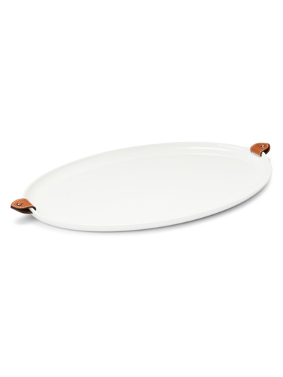 Ralph Lauren Large Wyatt Porcelain & Leather Nested Tray In Saddle